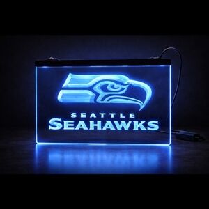 Seattle Seahawks LED Acrylic Light-Up Sign / Wall Decor Light Blue Color.